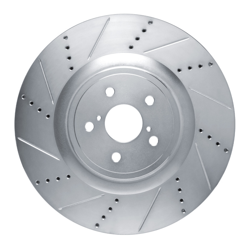 Picture of RNC Brake Rotor - Drill & Slot - R1 15-22 Lexus RC F Left Front Drilled & Slotted Silver Brake Rotor rnc631-75038D