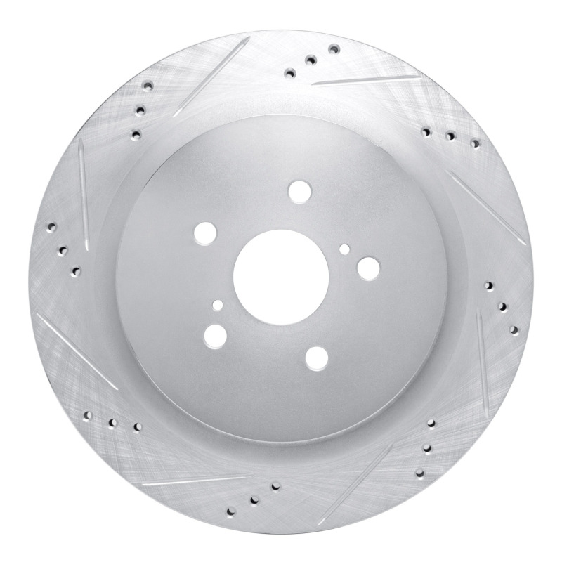 Picture of RNC Brake Rotor - Drill & Slot - R1 16-22 Lexus RX450hL Rear Left Drilled & Slotted Silver Brake Rotor rnc631-75042L