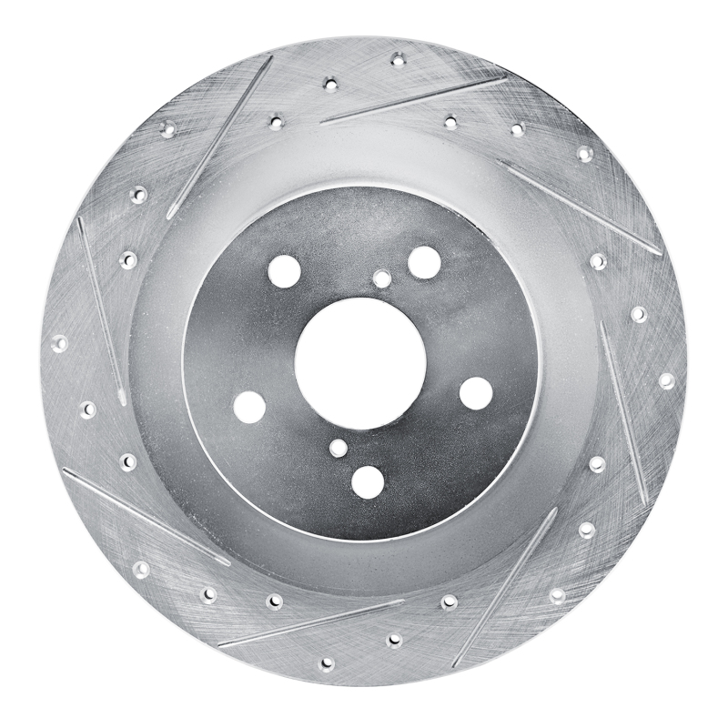 Picture of RNC Brake Rotor - Drill & Slot - R1 21-22 Lexus RC350 Rear Left Drilled & Slotted Silver Brake Rotor rnc631-75059L