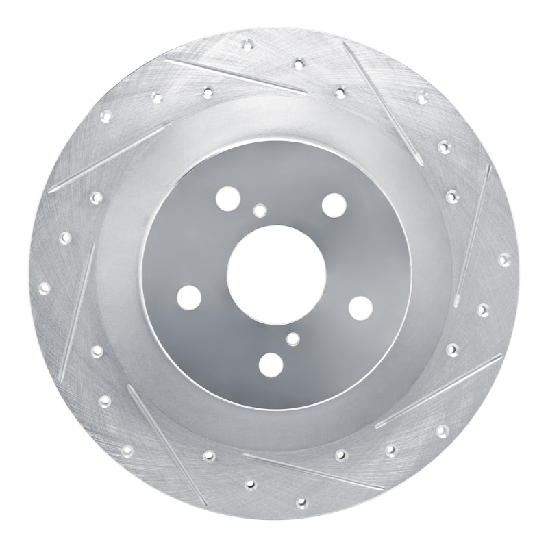 Picture of RNC Brake Rotor - Drill & Slot - R1 21-22 Lexus RC300 Rear Right Drilled & Slotted Silver Brake Rotor rnc631-75059R