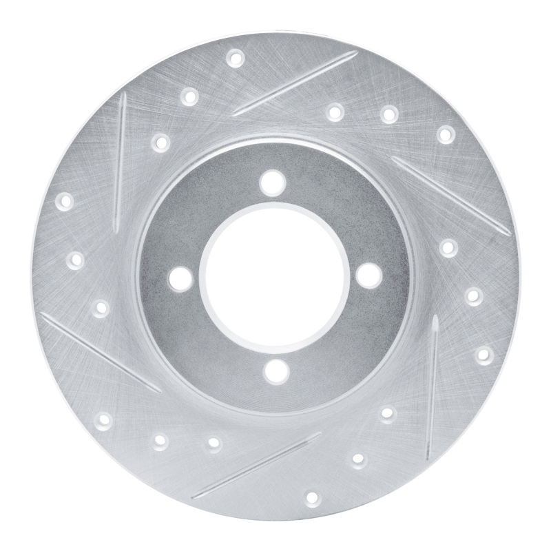 Picture of RNC Brake Rotor - Drill & Slot - R1 80-83 Toyota Corolla (US/Canada) Front Left Drilled & Slotted Silver Brake Rotor rnc631-76006L