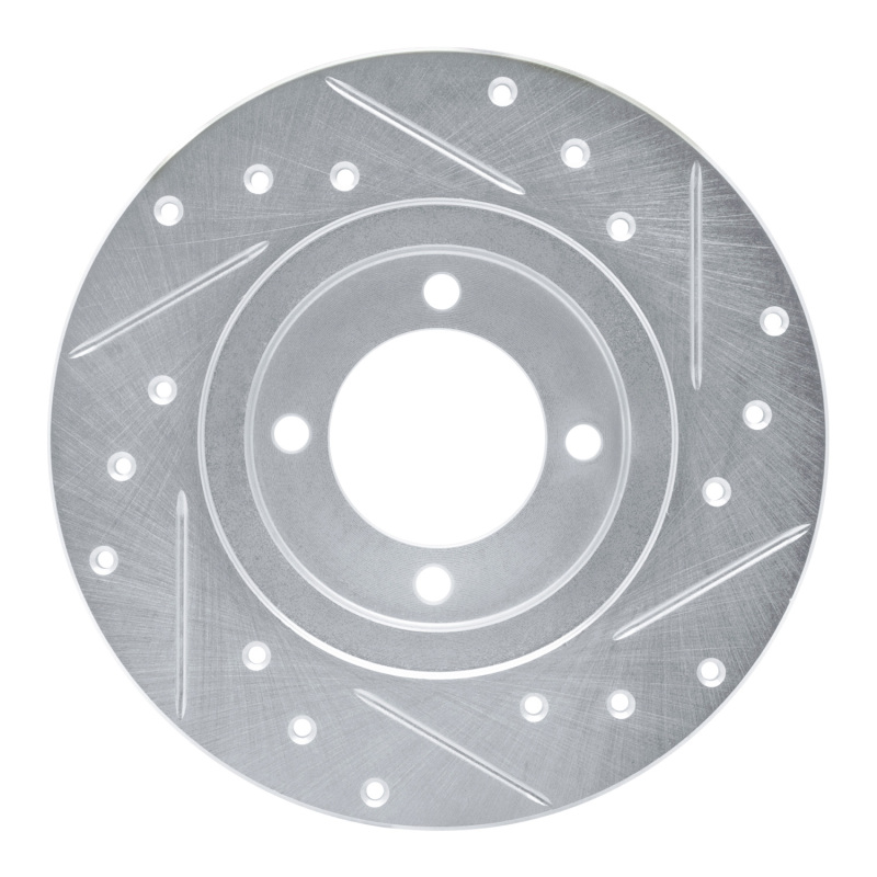 Picture of RNC Brake Rotor - Drill & Slot - R1 80-83 Toyota Corolla (US/Canada) Front Left Drilled & Slotted Silver Brake Rotor rnc631-76006L