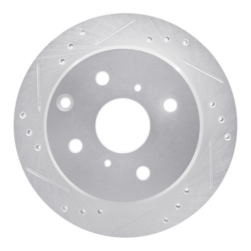 Picture of RNC Brake Rotor - Drill & Slot - R1 82-85 Toyota Celica Rear Left Drilled & Slotted Silver Brake Rotor rnc631-76014L
