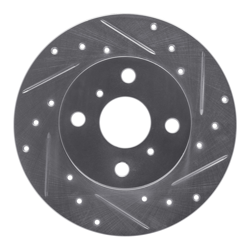 Picture of RNC Brake Rotor - Drill & Slot - R1 83-90 Toyota Tercel Front Right Drilled & Slotted Silver Brake Rotor rnc631-76017R
