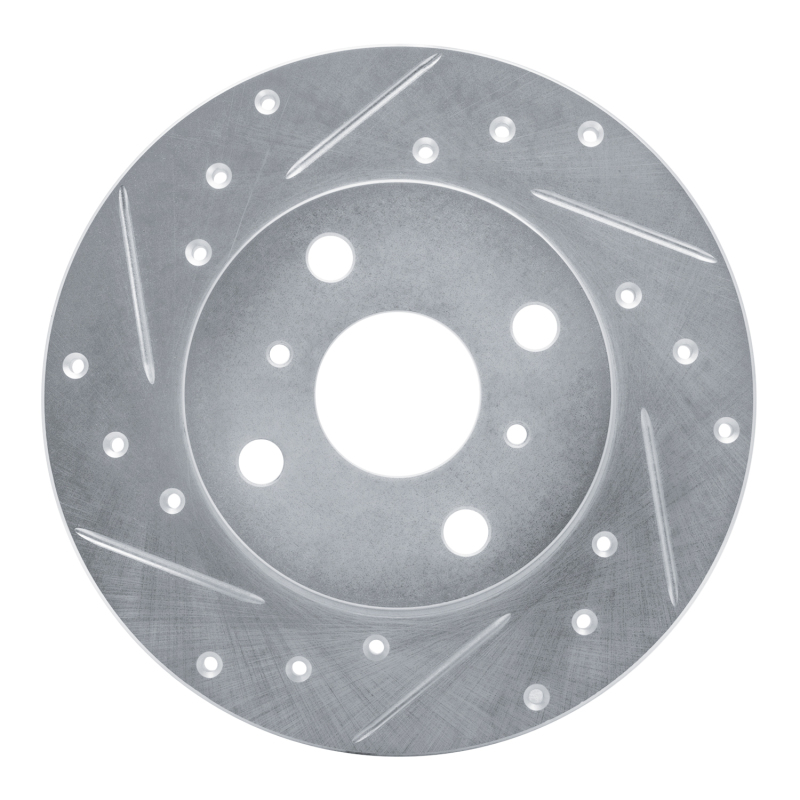 Picture of RNC Brake Rotor - Drill & Slot - R1 83-90 Toyota Tercel Front Left Drilled & Slotted Silver Brake Rotor rnc631-76017L