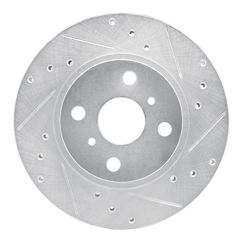Picture of RNC Brake Rotor - Drill & Slot - R1 87-92 Geo Prizm Front Right Drilled & Slotted Silver Brake Rotor rnc631-76032R