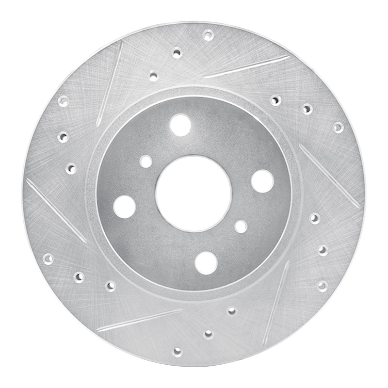 Picture of RNC Brake Rotor - Drill & Slot - R1 87-92 Geo Prizm Front Left Drilled & Slotted Silver Brake Rotor rnc631-76032L