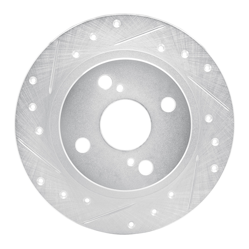 Picture of RNC Brake Rotor - Drill & Slot - R1 87-92 Chevrolet Nova Rear Left Drilled & Slotted Silver Brake Rotor rnc631-76035L