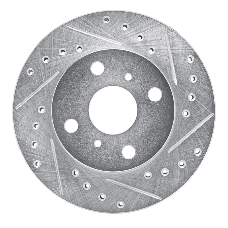 Picture of RNC Brake Rotor - Drill & Slot - R1 88-92 Geo Prizm Front Right Drilled & Slotted Silver Brake Rotor rnc631-76034R