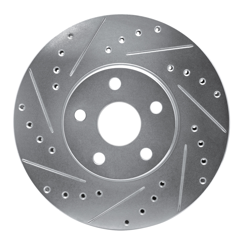 Picture of RNC Brake Rotor - Drill & Slot - R1 87-91 Lexus ES250 Front Left Drilled & Slotted Silver Brake Rotor rnc631-76042L