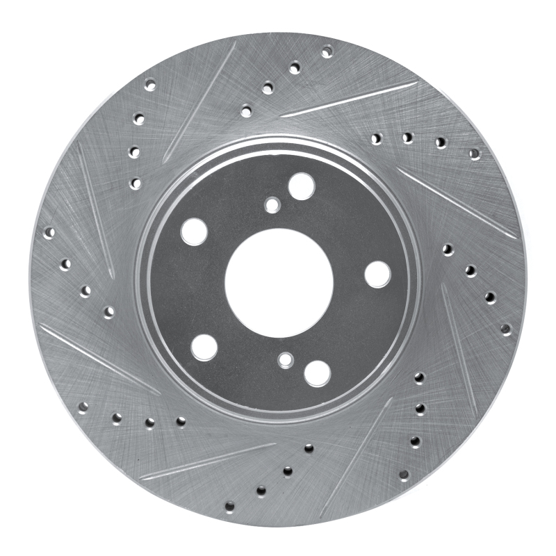 Picture of RNC Brake Rotor - Drill & Slot - R1 99-07 Lexus ES300 Front Left Drilled & Slotted Silver Brake Rotor rnc631-76055L