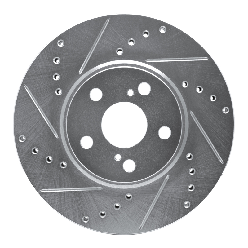 Picture of RNC Brake Rotor - Drill & Slot - R1 94-99 Toyota Celica Front Left Drilled & Slotted Silver Brake Rotor rnc631-76059L