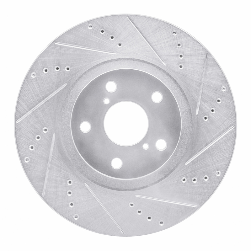 Picture of RNC Brake Rotor - Drill & Slot - R1 93-98 Toyota Supra Left Front Drilled & Slotted Silver Brake Rotor rnc631-76062D