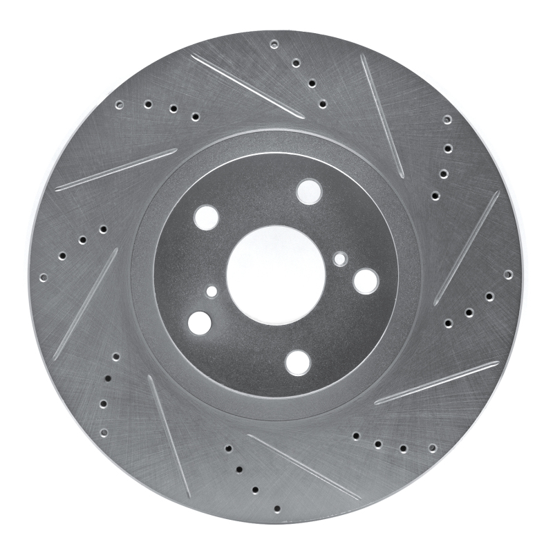 Picture of RNC Brake Rotor - Drill & Slot - R1 93-98 Toyota Supra Right Front Drilled & Slotted Silver Brake Rotor rnc631-76063D