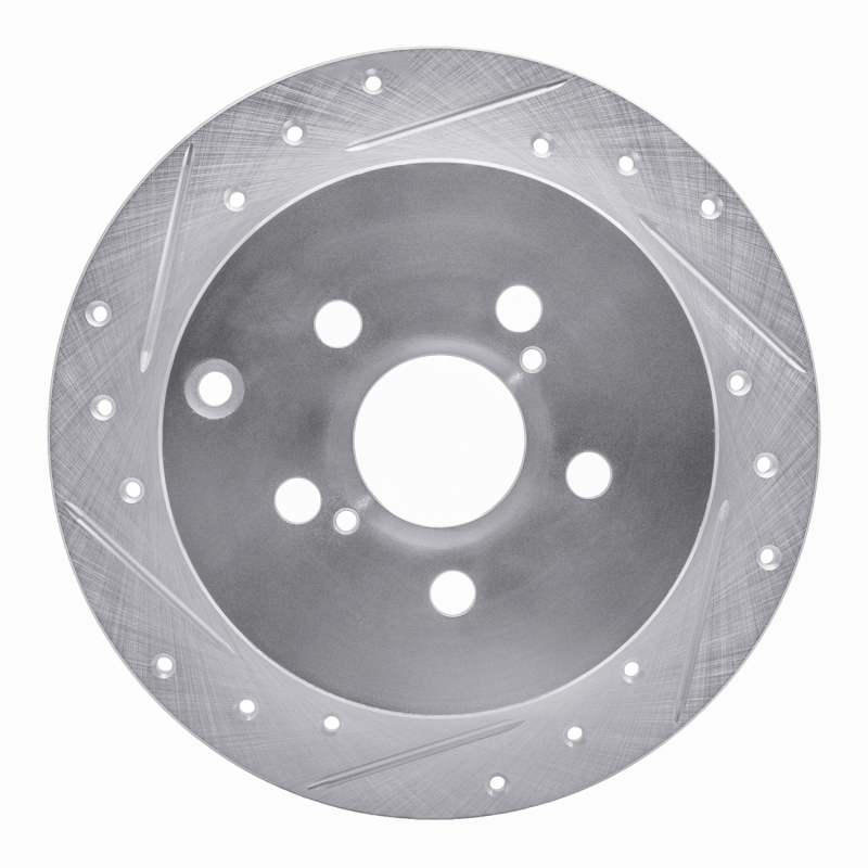 Picture of RNC Brake Rotor - Drill & Slot - R1 00-10 Pontiac Vibe Rear Left Drilled & Slotted Silver Brake Rotor rnc631-76069L
