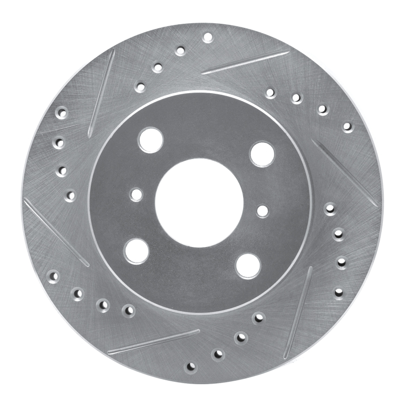 Picture of RNC Brake Rotor - Drill & Slot - R1 99-05 Toyota Yaris (Mexico) Front Left Drilled & Slotted Silver Brake Rotor rnc631-76070L