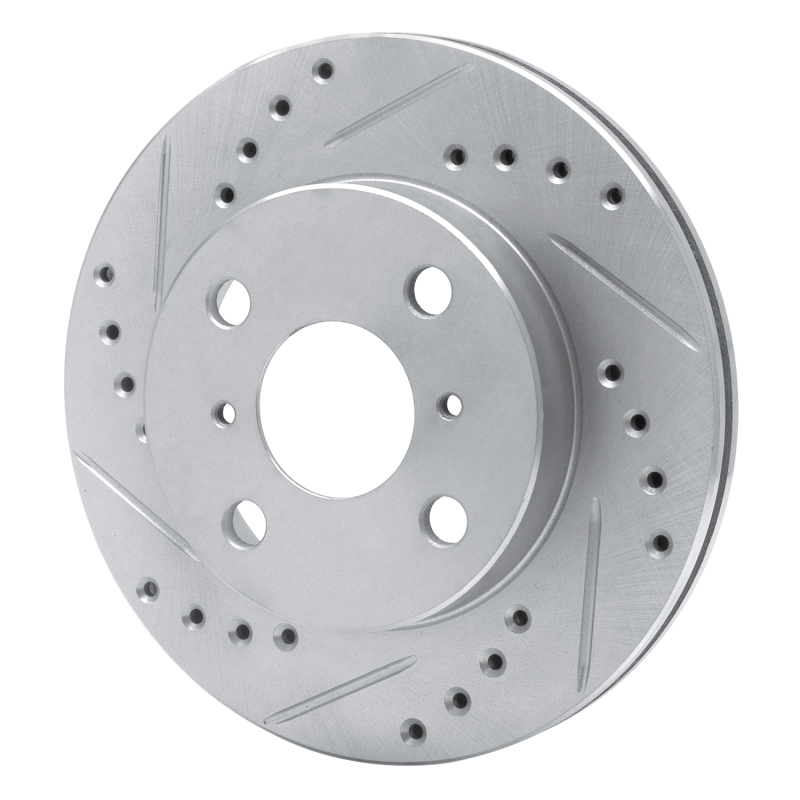 Picture of RNC Brake Rotor - Drill & Slot - R1 99-05 Toyota Yaris (Mexico) Front Left Drilled & Slotted Silver Brake Rotor rnc631-76070L
