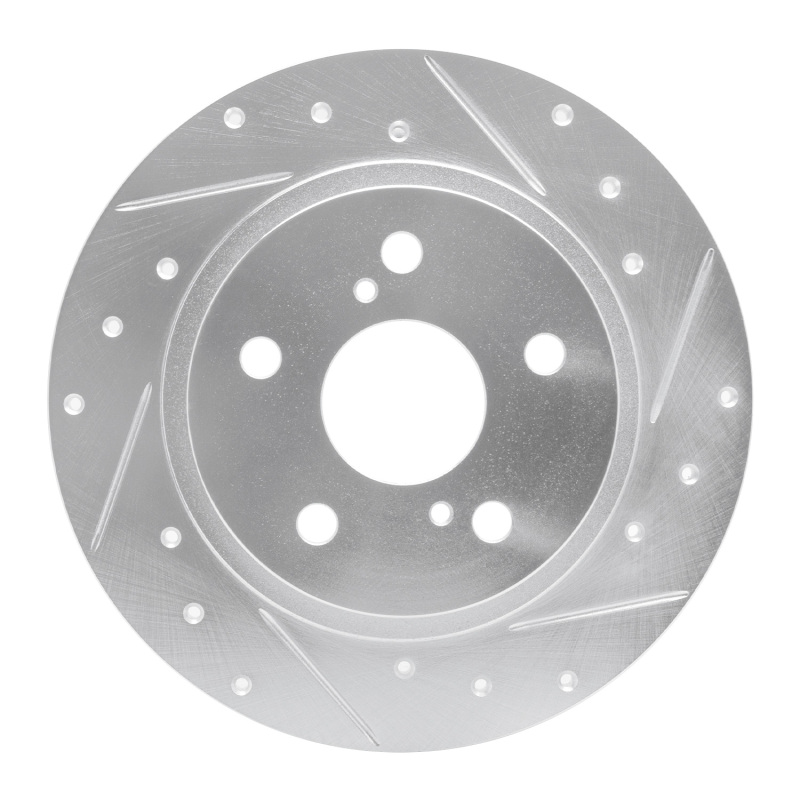 Picture of RNC Brake Rotor - Drill & Slot - R1 08-18 Pontiac Vibe Rear Right Drilled & Slotted Silver Brake Rotor rnc631-76082R