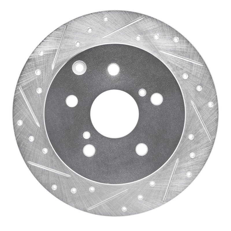 Picture of RNC Brake Rotor - Drill & Slot - R1 09-13 Pontiac Vibe Rear Left Drilled & Slotted Silver Brake Rotor rnc631-76084L