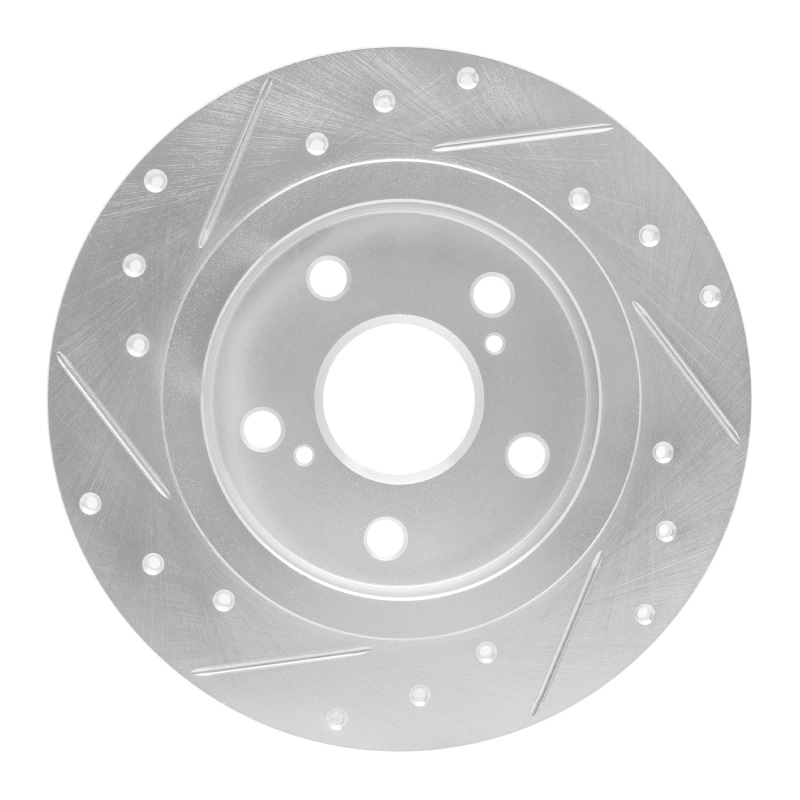 Picture of RNC Brake Rotor - Drill & Slot - R1 08-18 Pontiac Vibe Rear Right Drilled & Slotted Silver Brake Rotor rnc631-76082R