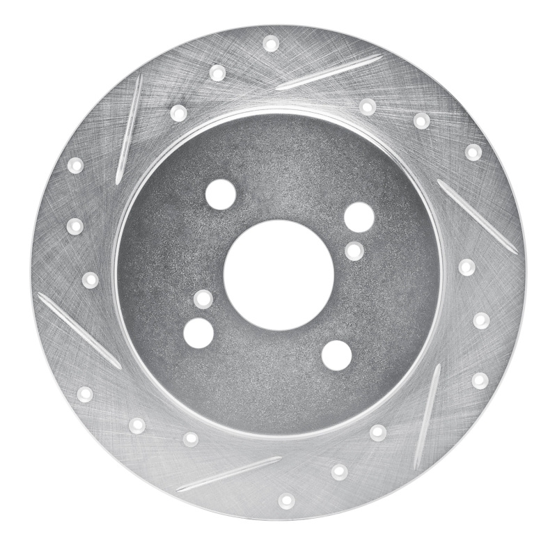 Picture of RNC Brake Rotor - Drill & Slot - R1 12-18 Toyota Yaris (USA/Canada) Rear Left Drilled & Slotted Silver Brake Rotor rnc631-76090L