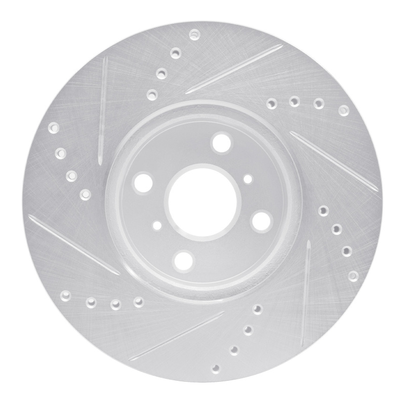 Picture of RNC Brake Rotor - Drill & Slot - R1 12-18 Toyota Yaris (USA/Canada) Front Right Drilled & Slotted Silver Brake Rotor rnc631-76088R