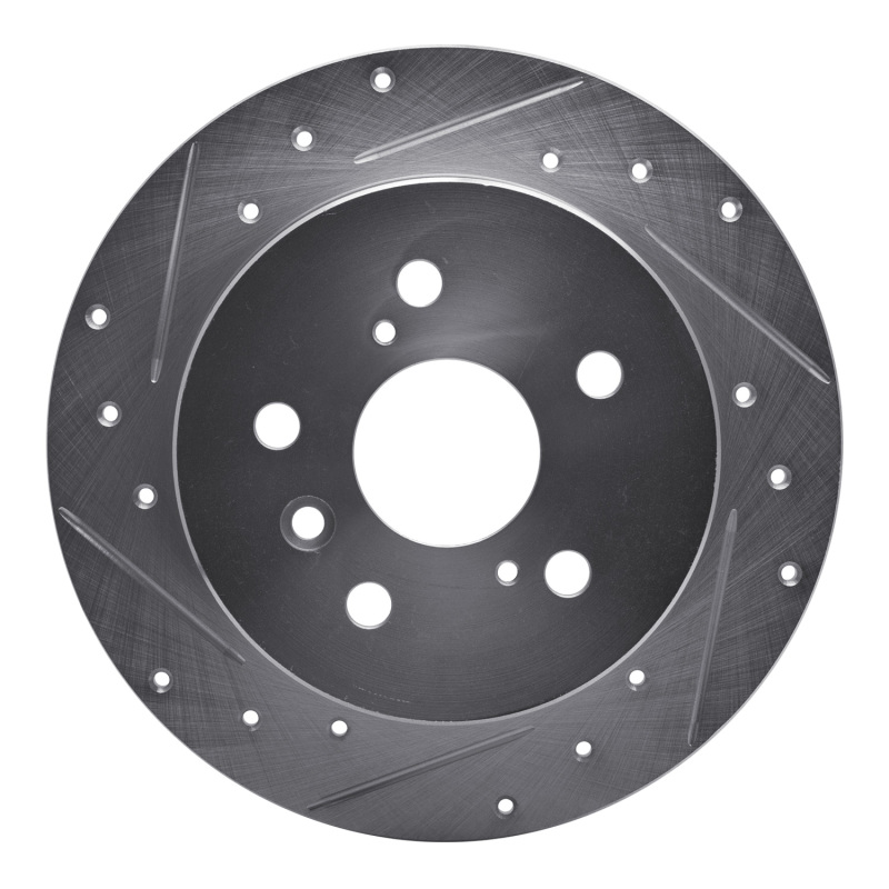 Picture of RNC Brake Rotor - Drill & Slot - R1 12-18 Lexus ES300H Rear Left Drilled & Slotted Silver Brake Rotor rnc631-76091L