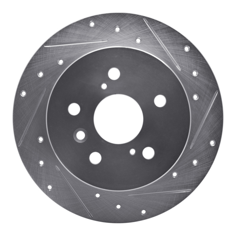 Picture of RNC Brake Rotor - Drill & Slot - R1 12-18 Lexus ES300H Rear Right Drilled & Slotted Silver Brake Rotor rnc631-76091R