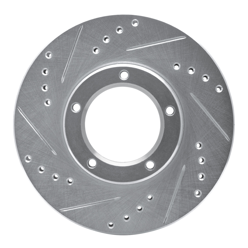 Picture of RNC Brake Rotor - Drill & Slot - R1 89-08 Toyota Hilux (Mexico) Front Left Drilled & Slotted Silver Brake Rotor rnc631-76106L