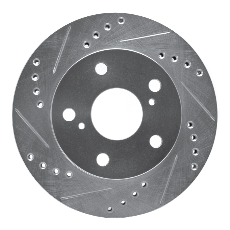 Picture of RNC Brake Rotor - Drill & Slot - R1 91-94 Toyota Previa Front Left Drilled & Slotted Silver Brake Rotor rnc631-76108L