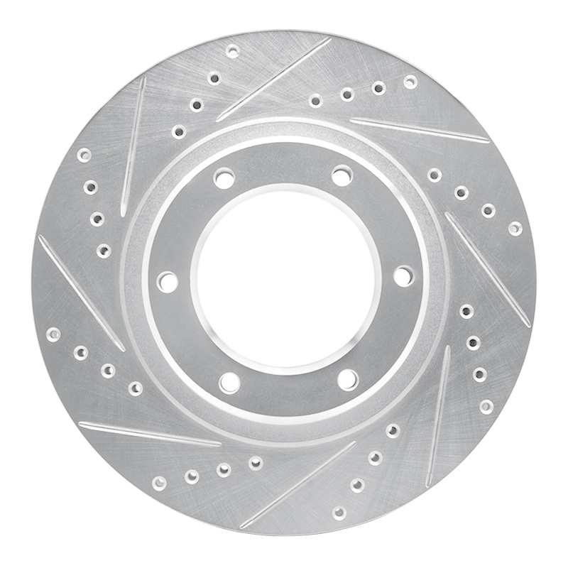 Picture of RNC Brake Rotor - Drill & Slot - R1 90-92 Toyota Land Cruiser Front Left Drilled & Slotted Silver Brake Rotor rnc631-76110L