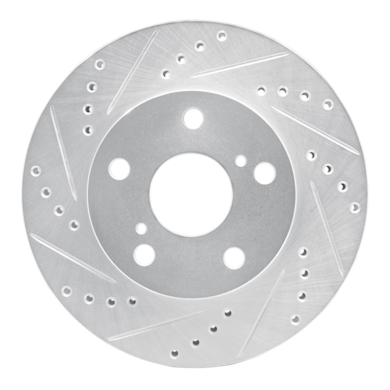 Picture of RNC Brake Rotor - Drill & Slot - R1 91-96 Toyota Previa Front Left Drilled & Slotted Silver Brake Rotor rnc631-76111L