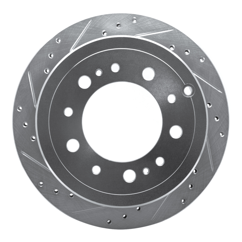 Picture of RNC Brake Rotor - Drill & Slot - R1 98-07 Lexus LX470 Rear Left Drilled & Slotted Silver Brake Rotor rnc631-76113L