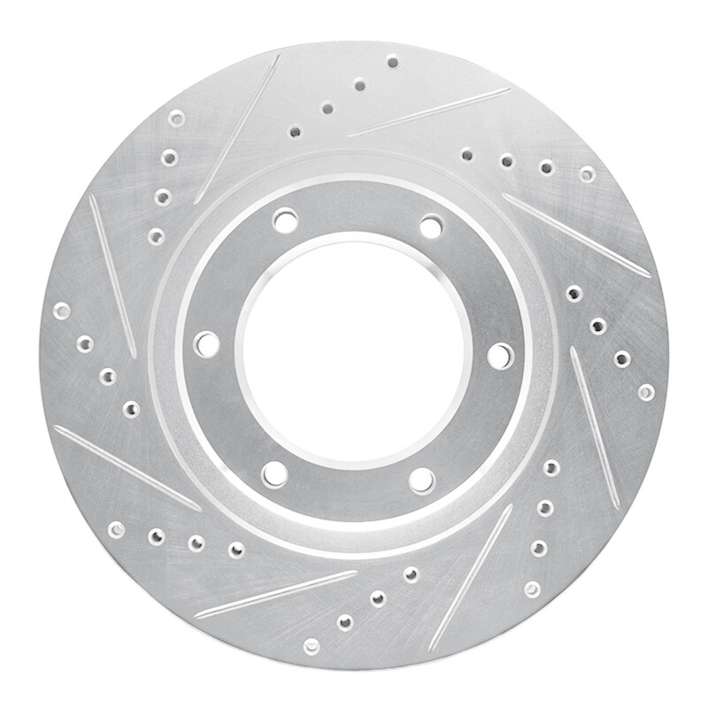 Picture of RNC Brake Rotor - Drill & Slot - R1 93-97 Lexus LX450 Front Left Drilled & Slotted Silver Brake Rotor rnc631-76116L