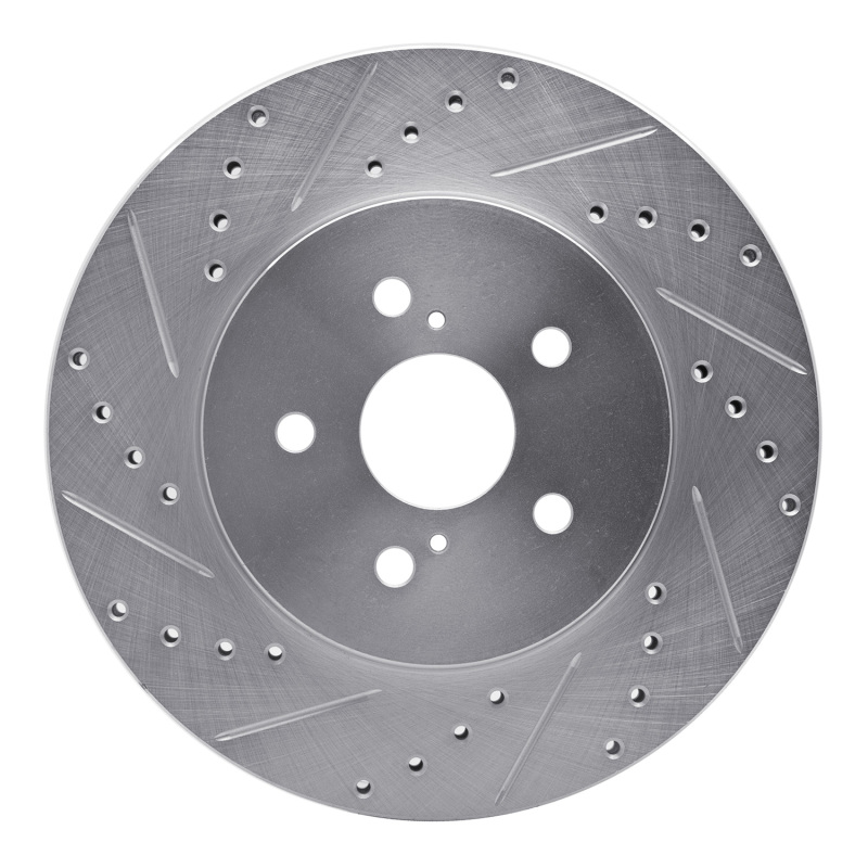 Picture of RNC Brake Rotor - Drill & Slot - R1 04-09 Lexus RX350 Front Left Drilled & Slotted Silver Brake Rotor rnc631-76129L