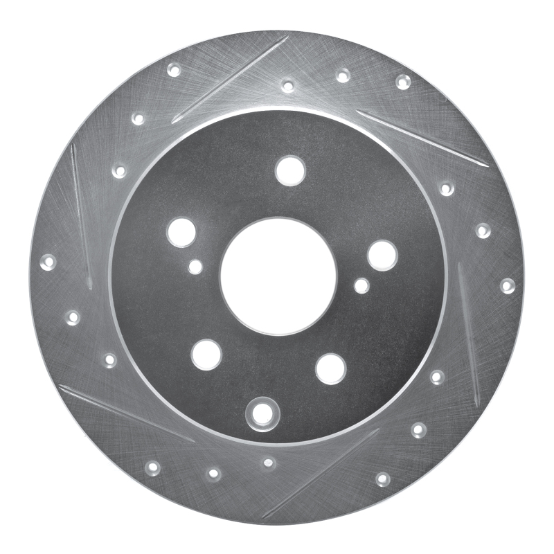 Picture of RNC Brake Rotor - Drill & Slot - R1 06-18 Lexus HS250H Rear Left Drilled & Slotted Silver Brake Rotor rnc631-76134L
