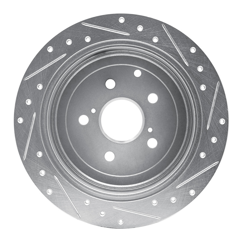 Picture of RNC Brake Rotor - Drill & Slot - R1 10-20 Lexus RX450h Rear Left Drilled & Slotted Silver Brake Rotor rnc631-76141L