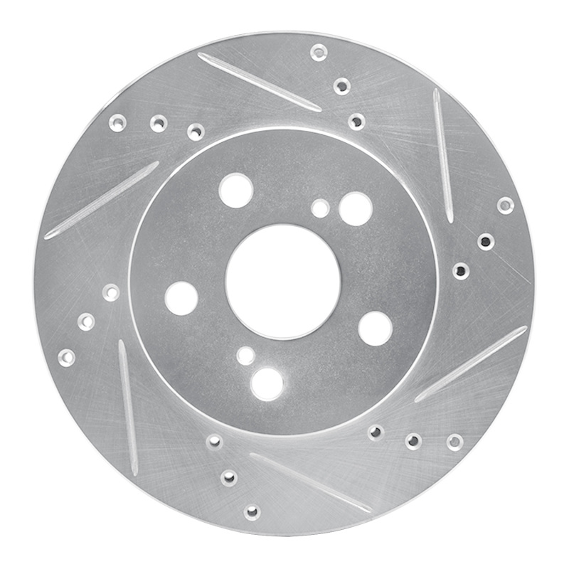 Picture of RNC Brake Rotor - Drill & Slot - R1 16-22 Toyota Prius Front Right Drilled & Slotted Silver Brake Rotor rnc631-76151R