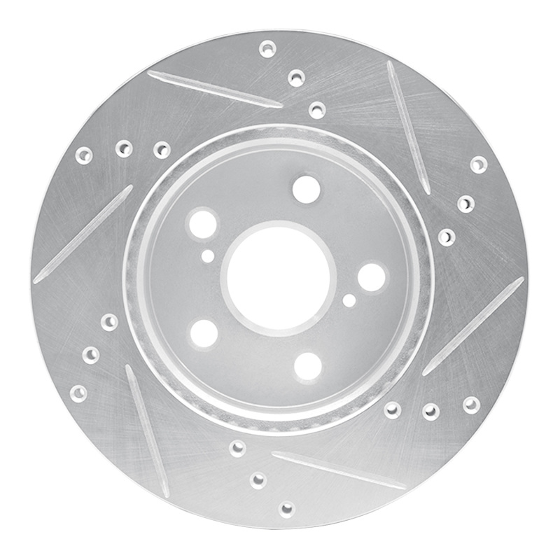 Picture of RNC Brake Rotor - Drill & Slot - R1 16-22 Toyota Prius Front Left Drilled & Slotted Silver Brake Rotor rnc631-76151L