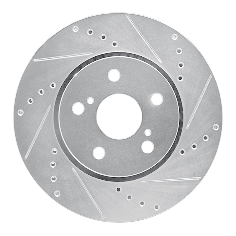 Picture of RNC Brake Rotor - Drill & Slot - R1 18-22 Toyota C-HR Front Right Drilled & Slotted Silver Brake Rotor rnc631-76153R