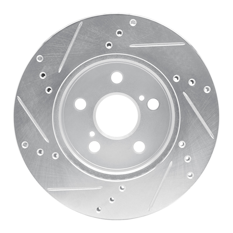Picture of RNC Brake Rotor - Drill & Slot - R1 16-22 Toyota Prius Front Right Drilled & Slotted Silver Brake Rotor rnc631-76151R