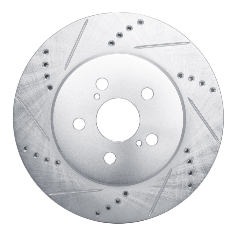 Picture of RNC Brake Rotor - Drill & Slot - R1 19-25 Toyota Corolla (Mexico) Front Left Drilled & Slotted Silver Brake Rotor rnc631-76155L