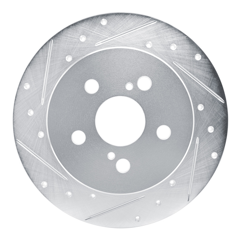 Picture of RNC Brake Rotor - Drill & Slot - R1 19-25 Toyota Corolla (US/Canada) Rear Left Drilled & Slotted Silver Brake Rotor rnc631-76156L