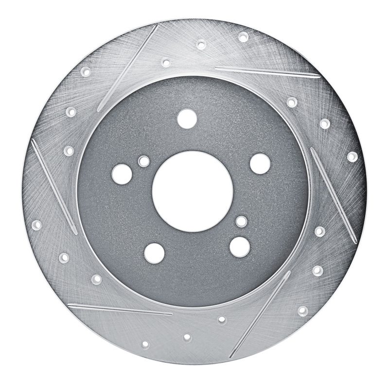 Picture of RNC Brake Rotor - Drill & Slot - R1 18-22 Toyota C-HR Rear Left Drilled & Slotted Silver Brake Rotor rnc631-76157L