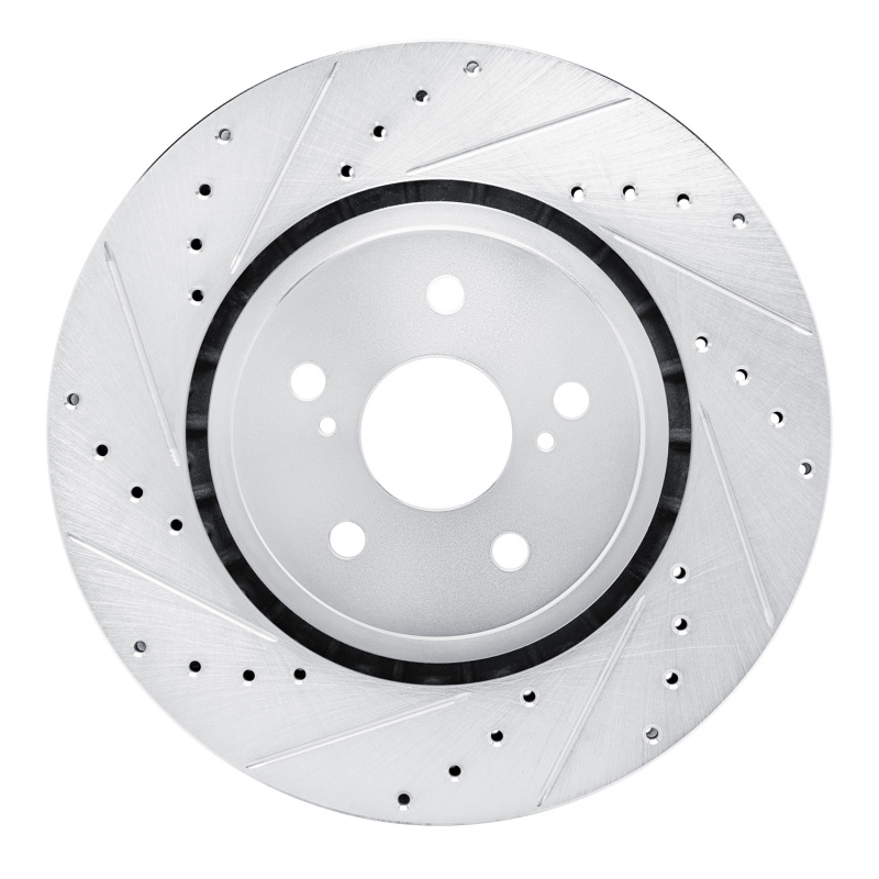 Picture of RNC Brake Rotor - Drill & Slot - R1 21-25 Toyota SIENNA Front Left Drilled & Slotted Silver Brake Rotor rnc631-76160L