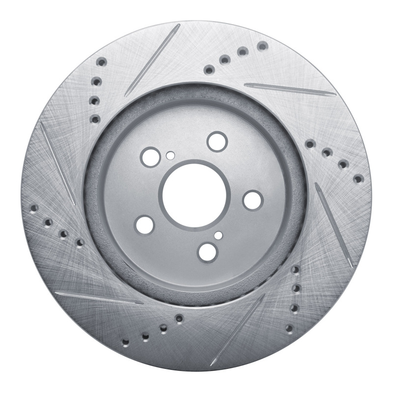 Picture of RNC Brake Rotor - Drill & Slot - R1 19-25 Toyota Prius Prime Front Right Drilled & Slotted Silver Brake Rotor rnc631-76155R
