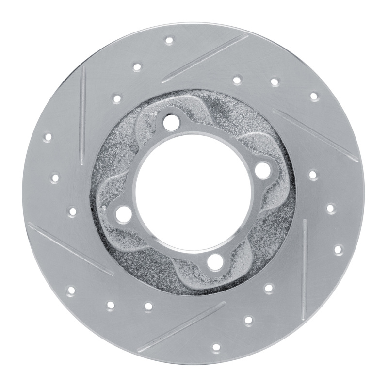Picture of RNC Brake Rotor - Drill & Slot - R1 81-85 Mazda GLC Front Left Drilled & Slotted Silver Brake Rotor rnc631-80005L