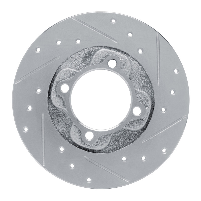 Picture of RNC Brake Rotor - Drill & Slot - R1 81-85 Mazda GLC Front Right Drilled & Slotted Silver Brake Rotor rnc631-80005R