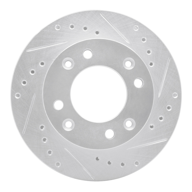 Picture of RNC Brake Rotor - Drill & Slot - R1 86-88 Mazda RX-7 Front Right Drilled & Slotted Silver Brake Rotor rnc631-80012R