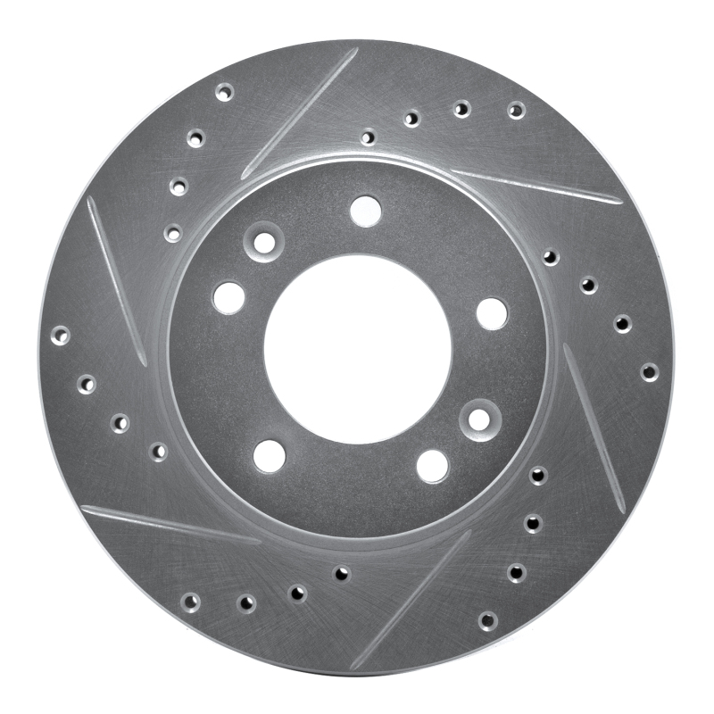Picture of RNC Brake Rotor - Drill & Slot - R1 86-91 Mazda RX-7 Front Left Drilled & Slotted Silver Brake Rotor rnc631-80013L